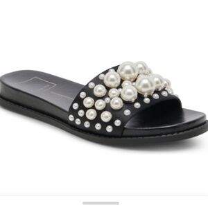 DOLCE VITA GABBI IMITATION PEARL SLIDE SANDAL SZ 8.5